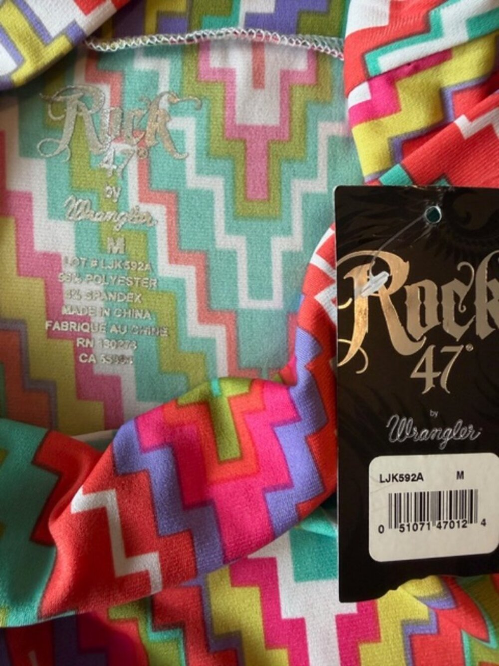 NWT Rock 47 Wrangler Wide Leg Multicolor Chevron Palazzo Pants Sz Med Hippie 70s - Picture 6 of 9